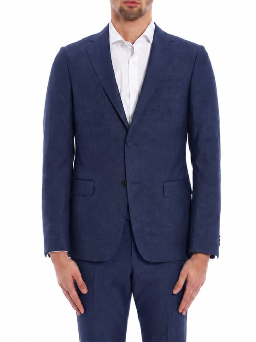 Z ZEGNA 100% Wool Turati Micro Check Slim Fit Navy Blue Blazer EU 50L US 40L